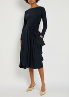 High Canticle Gathered Stretch-polyamide Midi Dress Blue