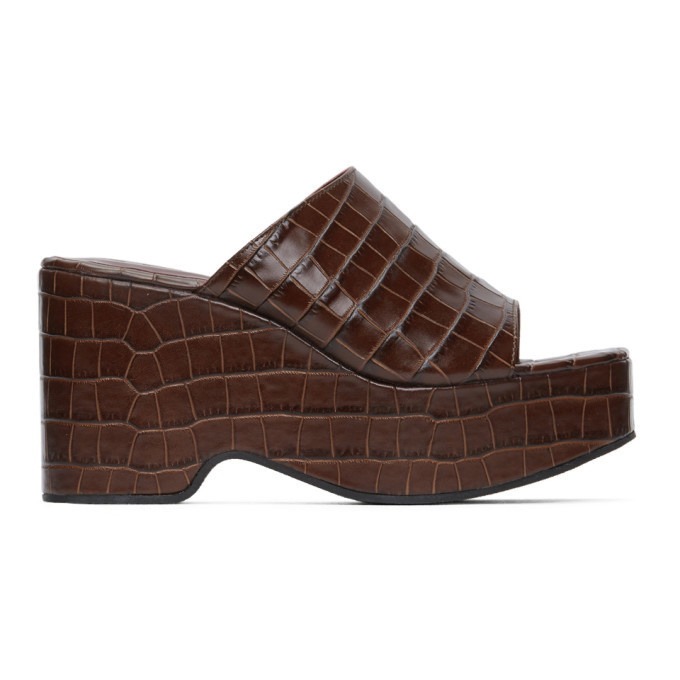 Photo: Staud Brown Croc Lili Platform Sandals
