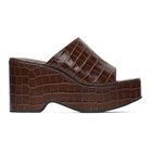 Staud Brown Croc Lili Platform Sandals