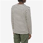Armor-Lux Men's Long Sleeve Classic Stripe T-Shirt in Natural/Black