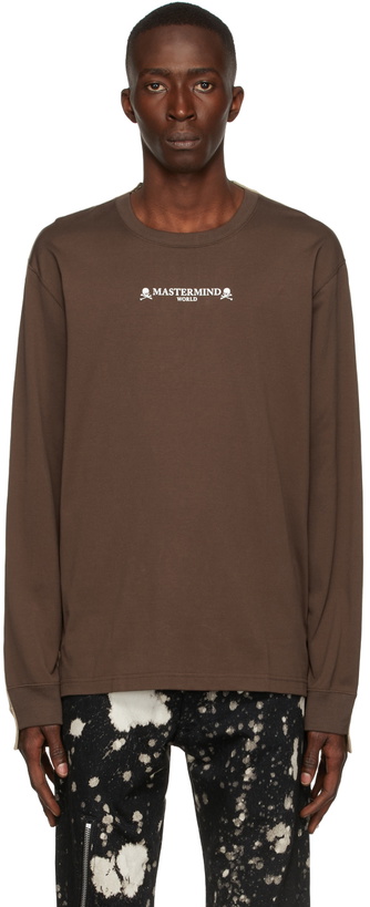 Photo: mastermind WORLD Brown & Beige 2 Color Long Sleeve T-Shirt