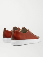 Grenson - Hand-Painted Leather Sneakers - Brown
