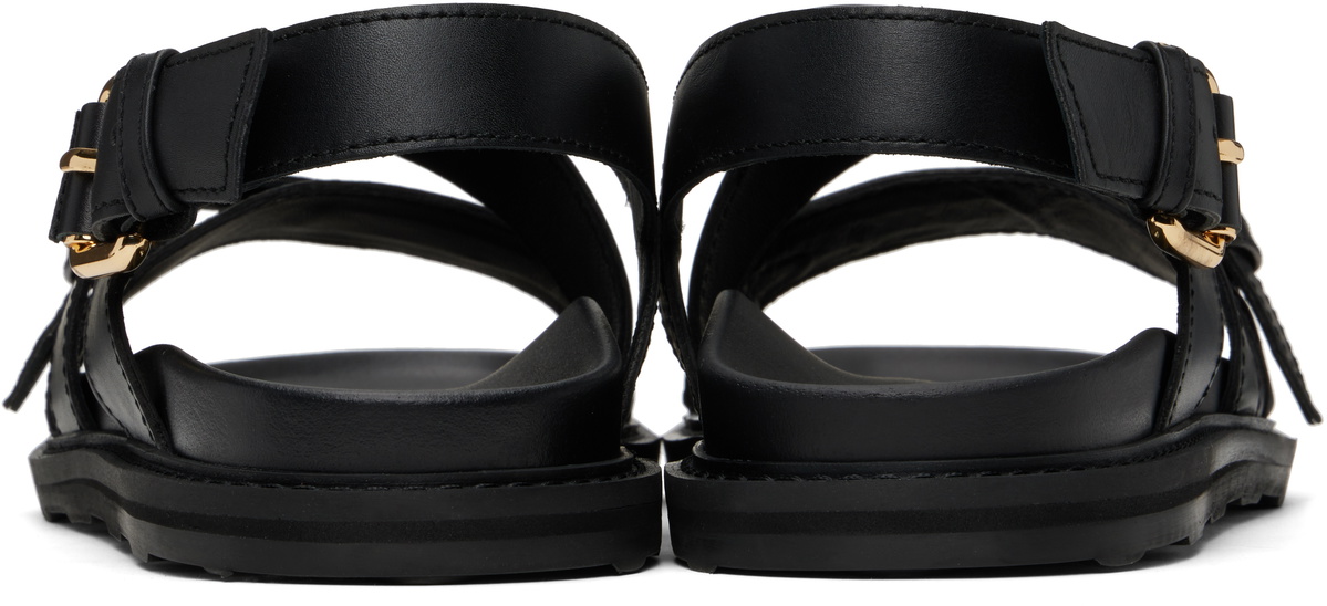 Moschino Black Calfskin Buckle Sandals
