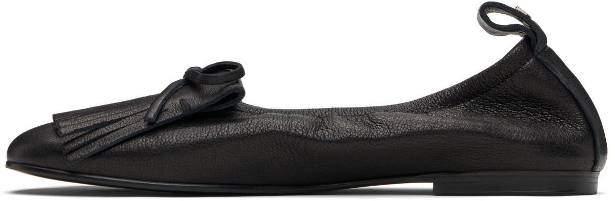 OPEN YY Black Bun Fringe Ballerina Flats