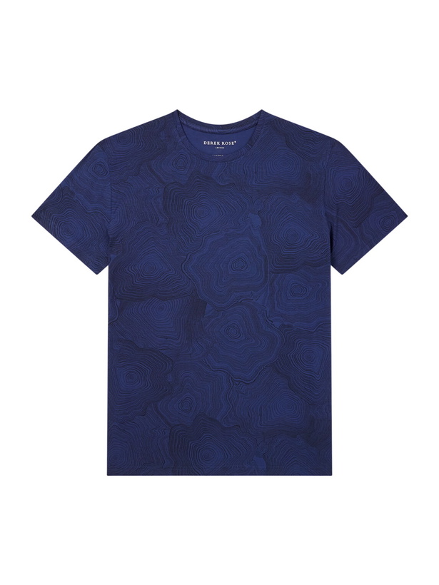 Photo: Derek Rose - London Printed Modal-Blend Jersey Pyjama T-Shirt - Blue