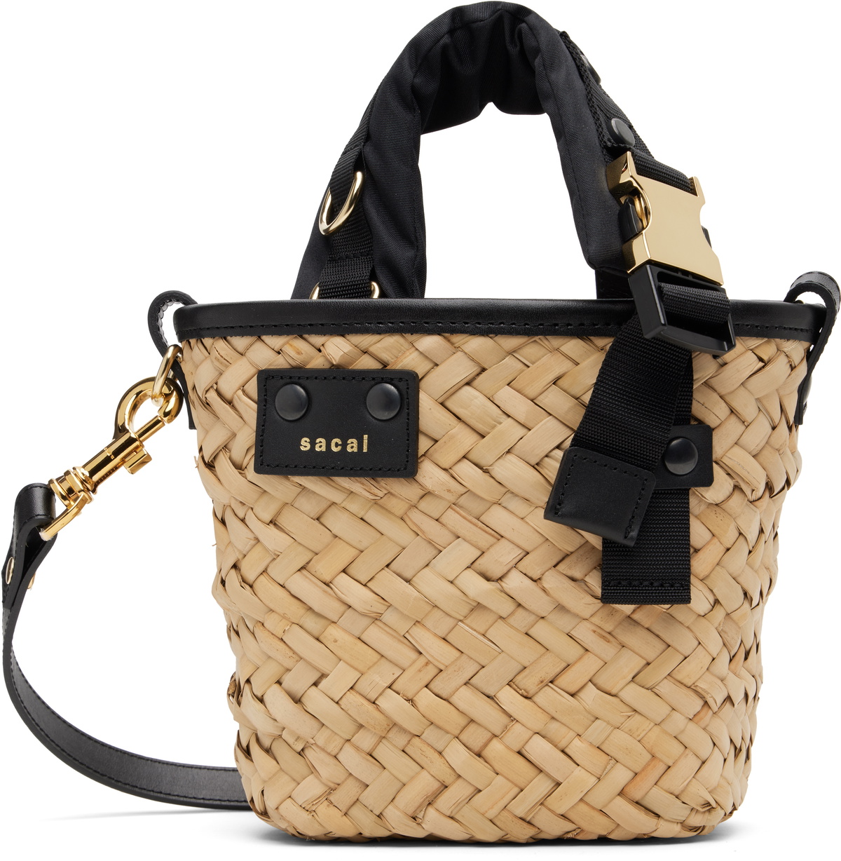sacai Black Corner Metal Drawstring Bag Sacai