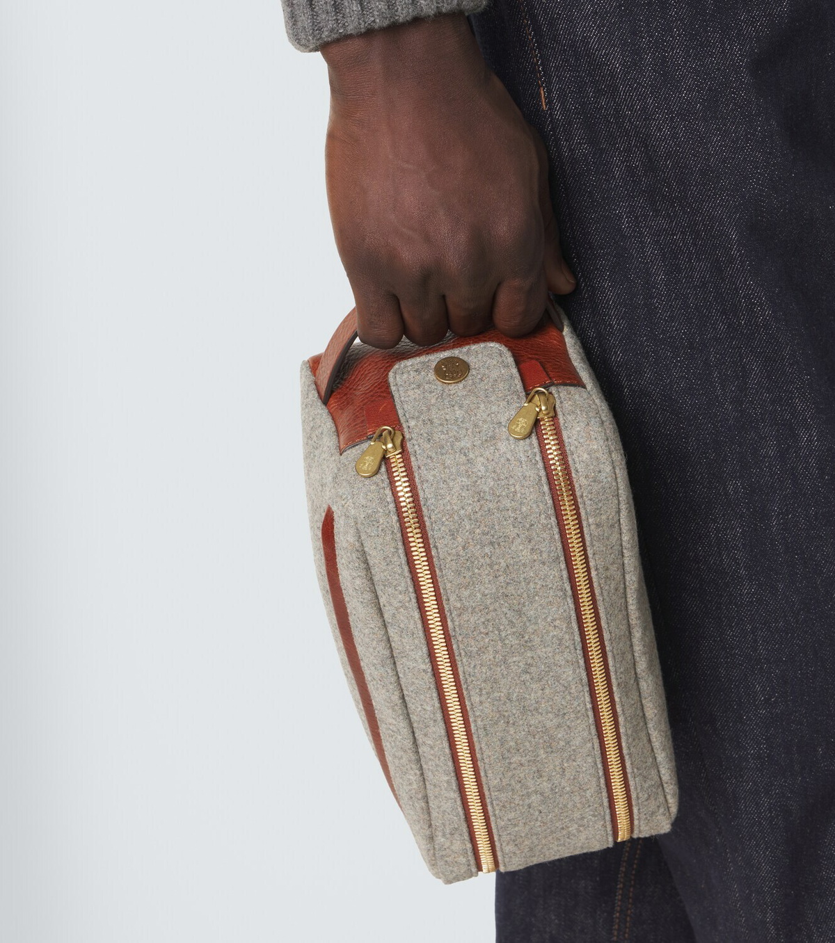 Brunello Cucinelli Leather-trimmed toiletry bag