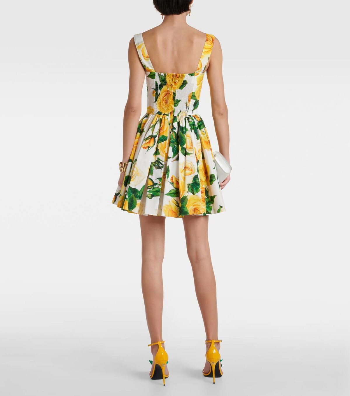 Dolce&Gabbana Floral pleated cotton minidress Dolce & Gabbana