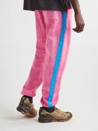 Lost Daze - Logo-Embroidered Tie-Dyed French Cotton-Terry Sweatpants - Pink
