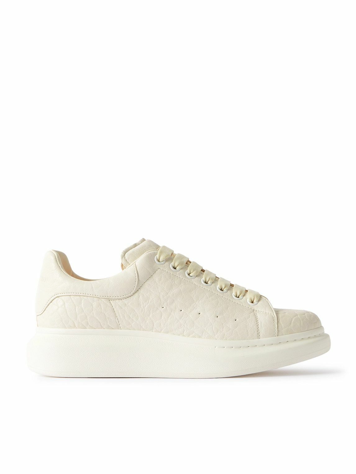 Alexander McQueen Glow In The Dark Exaggerated Sole Rubber Trimmed Leather Sneakers White Alexander McQueen