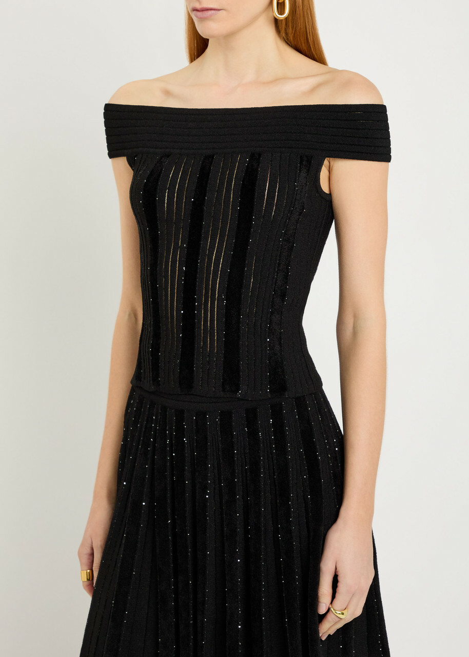 Balmain Sequin-embellished Stretch-knit top No Colour