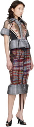 Ottolinger Red & Gray Mesh Padded Midi Skirt