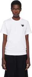 COMME des GARÇONS PLAY White Metal Stone Emblem Black Heart T-shirt