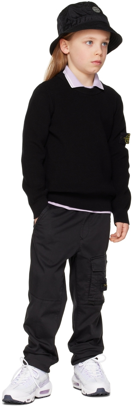 Stone Island Junior Kids Black Garment-Dyed Sweater