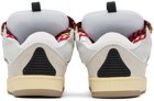 Lanvin White & Gray Leather Curb Sneakers