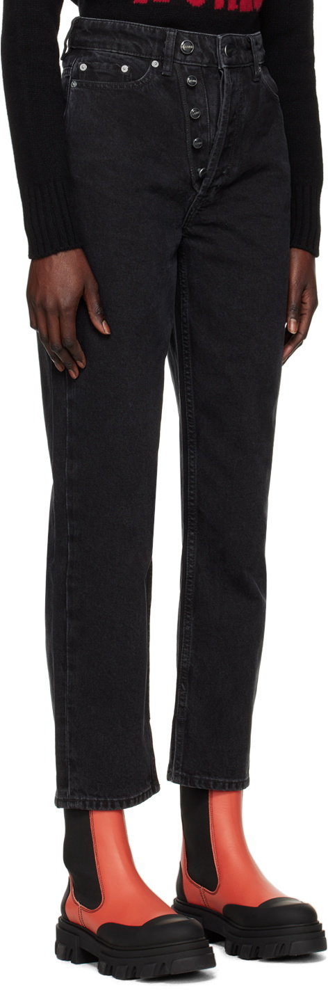 Black Black Foil Denim Wide Jeans | GANNI US