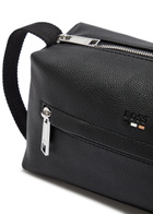 Boss Ray Logo Grained Leather Wash bag - Black - One Size
