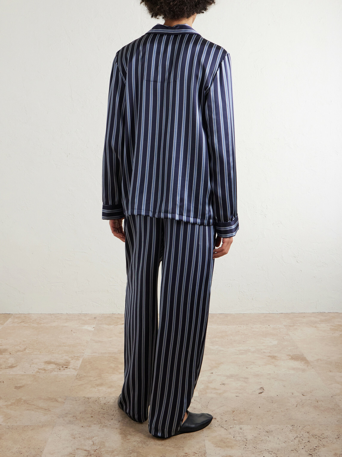 Derek Rose - Brindisi Striped Silk-Satin Pyjama Set - Blue