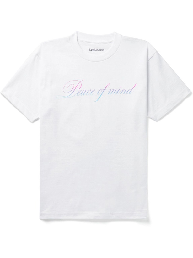 Photo: Coral Studios - Peace of Mind Printed Cotton-Jersey T-Shirt - White