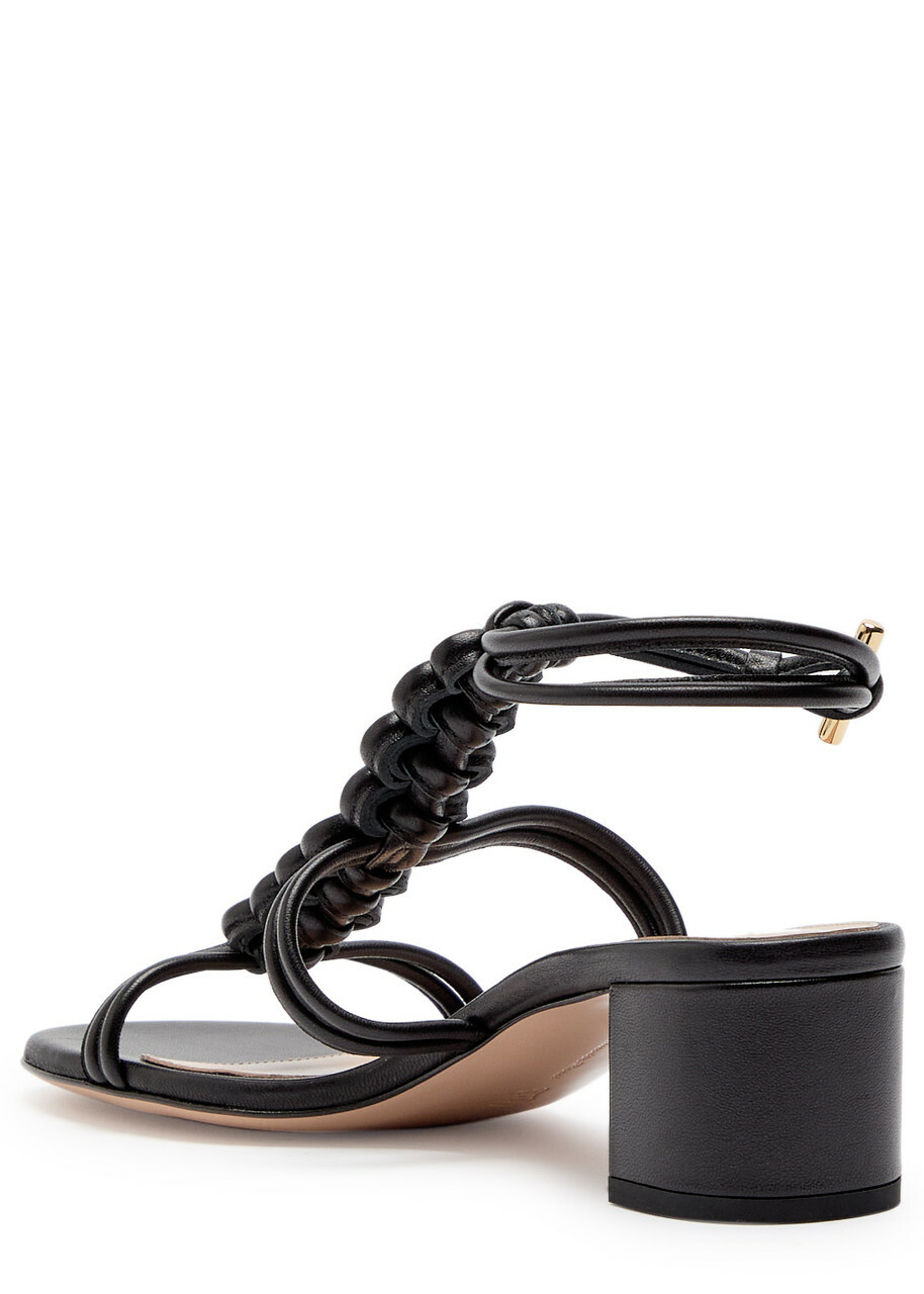 Gianvito Rossi Capua 45 Braided Leather Sandals Black