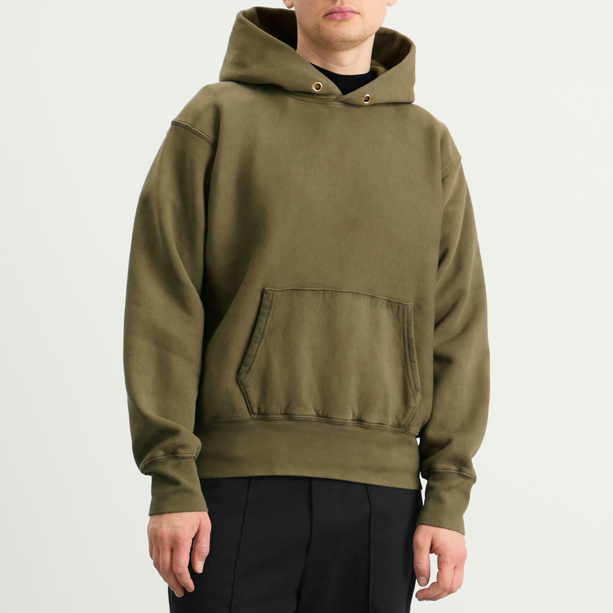 Les Tien Men's Heavyweight Hoodie in Aloe Oil