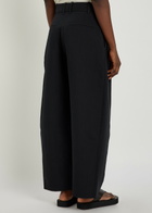 Studio Nicholson Barrel-leg Cotton and Linen-blend Trousers Black