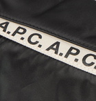 A.P.C. - Logo-Print Tape-Trimmed Nylon Messenger Bag - Black