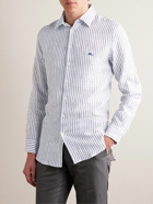 Etro - Slim-Fit Logo-Embroidered Striped Linen Shirt - Blue