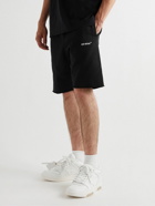 Off-White - Straight-Leg Logo-Print Cotton-Jersey Shorts - Black