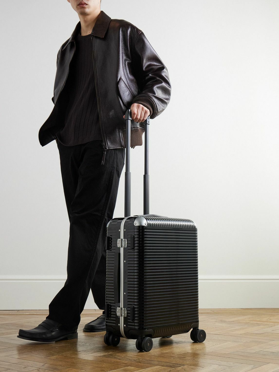 FPM Milano - Bank Light 55cm Leather-Trimmed Polycarbonate Spinner Suitcase
