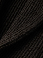 Anderson & Sheppard - Shawl-Collar Ribbed Wool and Cashmere-Blend Cardigan - Brown
