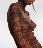 Jean Paul Gaultier x KNWLS printed mesh high-neck top