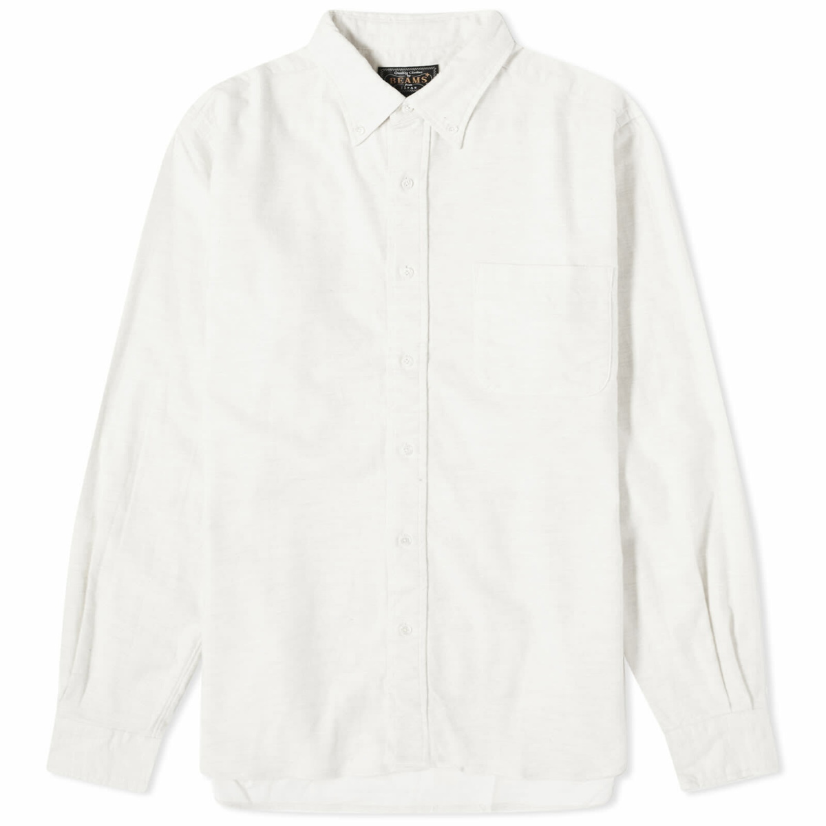 Photo: Beams Plus Men's Button Down Solid Flannel Shirt in Off White