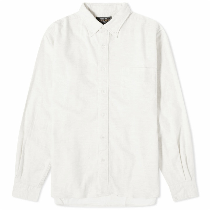 Photo: Beams Plus Men's Button Down Solid Flannel Shirt in Off White