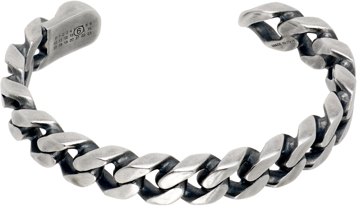 MM6 Maison Margiela Silver Embossed Logo Ring MM6 Maison