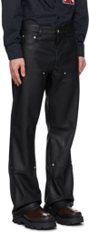 MISBHV Black Carpenter Faux-Leather Trousers