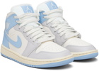 Nike Jordan White & Blue Air Jordan 1 Mid Sneakers