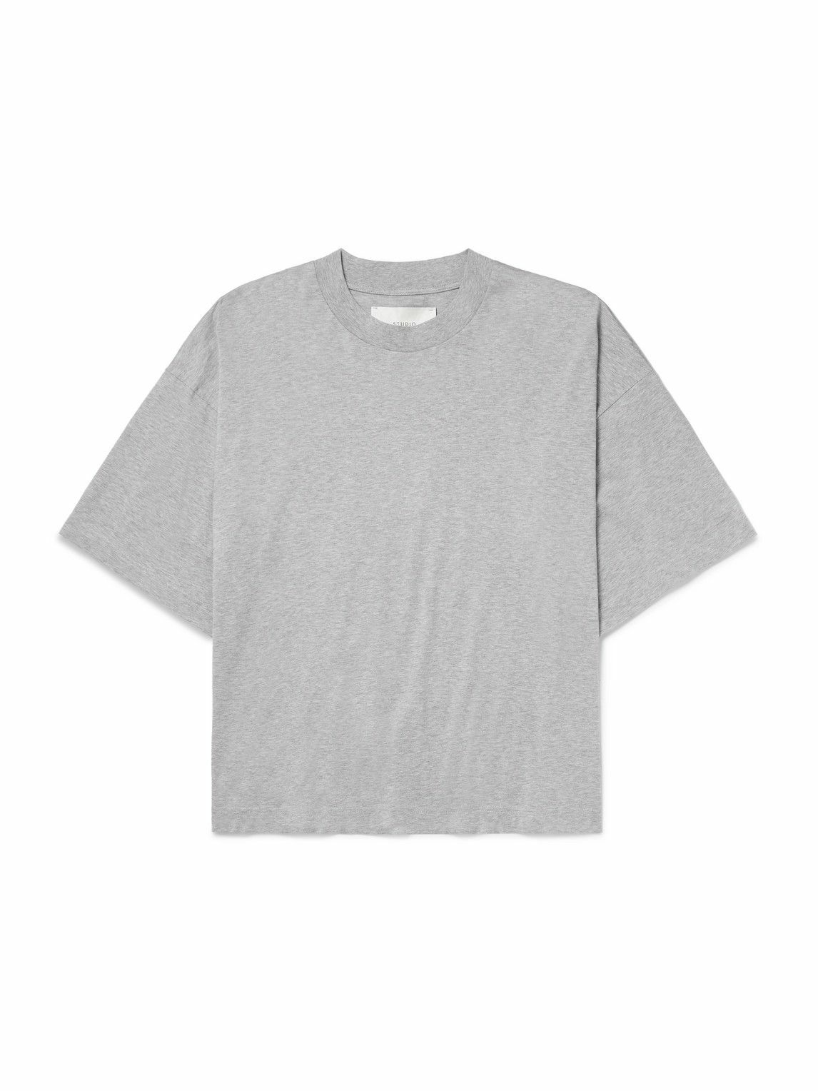 Tシャツ・カットソー STUDIO NICHOLSON Men T Shirts SNM 1326 BRIC GREMA GREY Bric T-Shirt in Grey Marl | Classic T-Shirt | Studio Nicholson