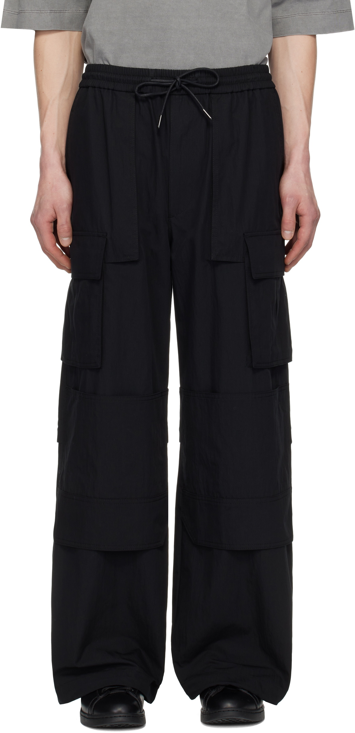 Juun.J Black Cotton Wide Work Cargo Pants