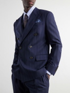 Polo Ralph Lauren - Double-Breasted Striped Wool-Blend Suit Jacket - Blue