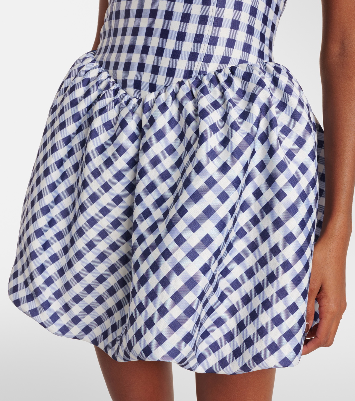 ワンピース SELF PORTRAIT CHECKERED TAFFETA MINI DRESS Navy Gingham Taffeta Mini Dress – self-portrait-US