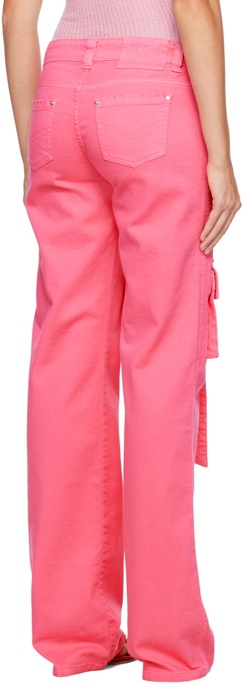 Cargo Pant With Buckle Strap Pockets Pink