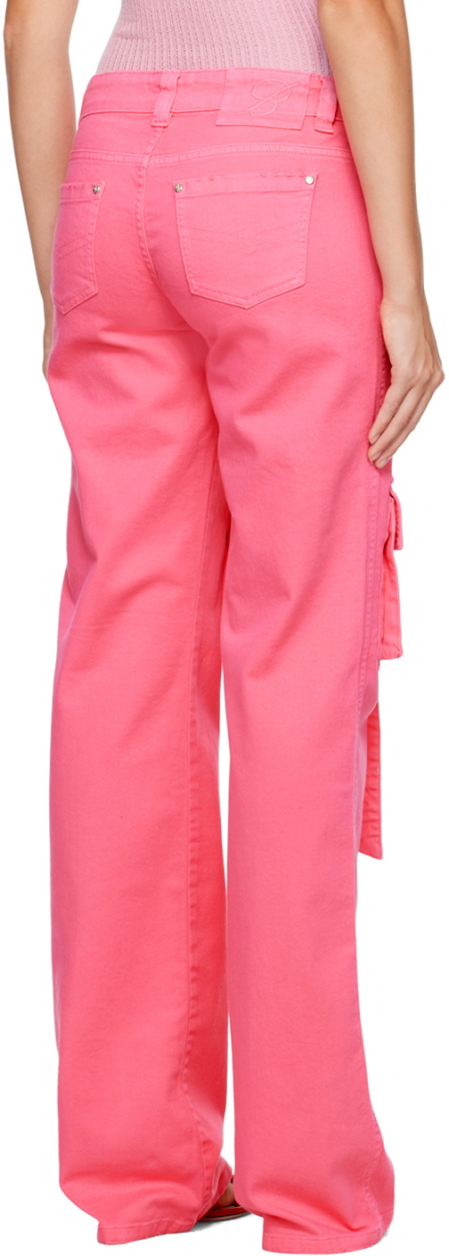 SSENSE Exclusive Pink Denim Cargo Pants by Blumarine on Sale