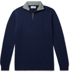 Purdey - Slim-Fit Mélange Cashmere Half-Zip Sweater - Blue