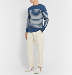 Armor Lux - Molene Slim-Fit Button-Embellished Striped Wool Sweater - Blue