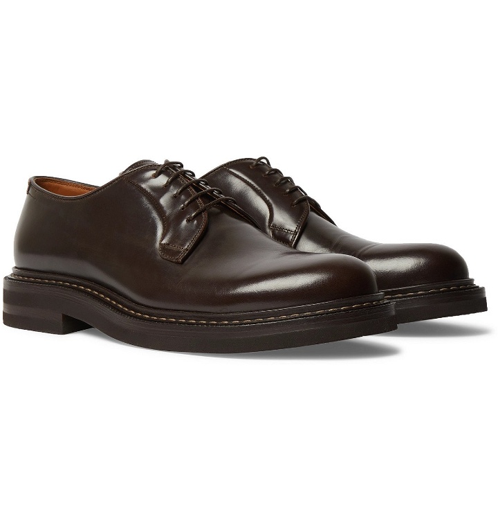 Photo: Brunello Cucinelli - Leather Derby Shoes - Brown