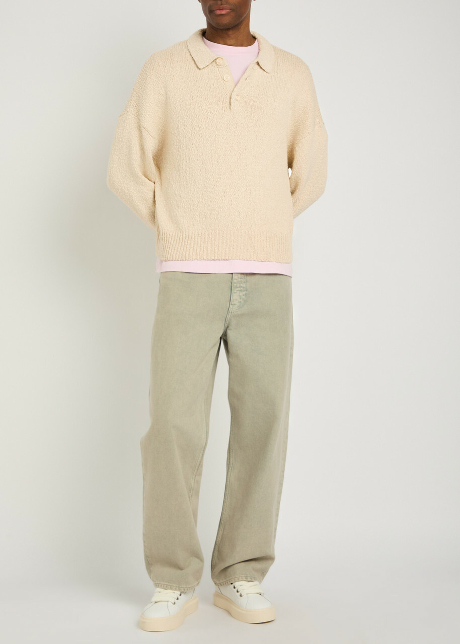 Cole Buxton Beach Textured-knit Cotton Polo Jumper White