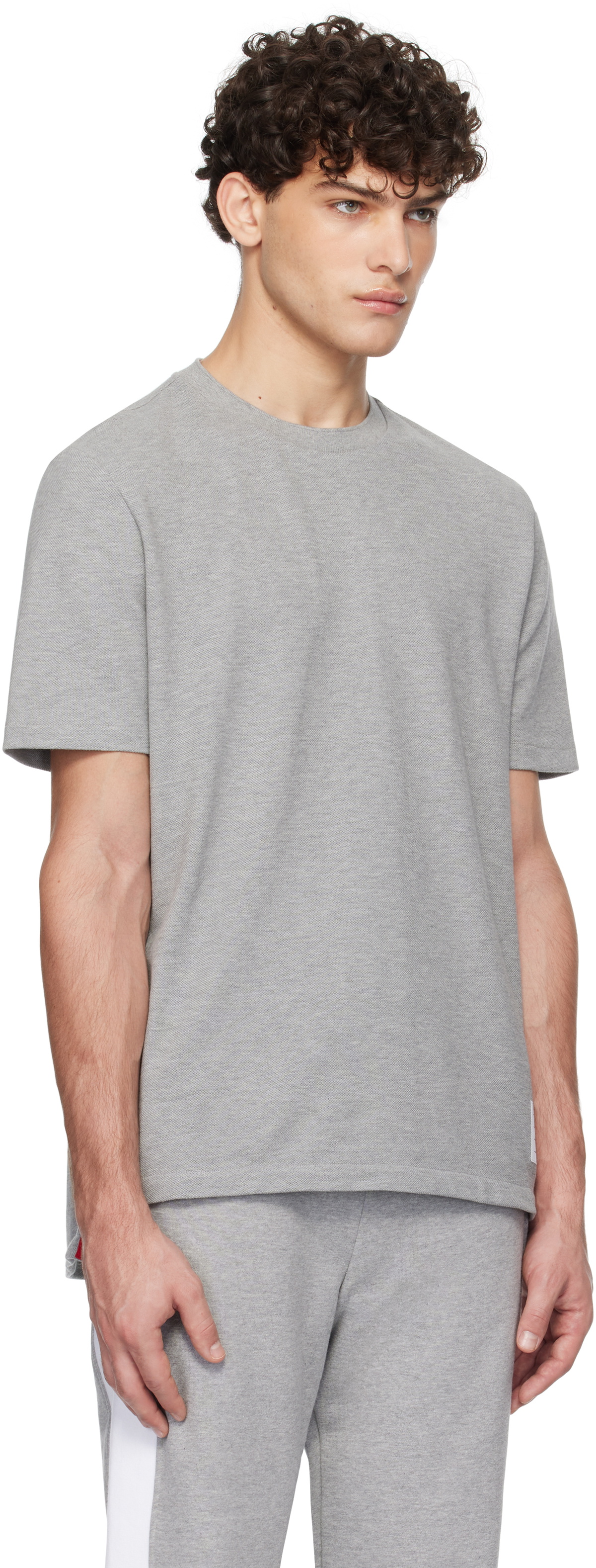 Thom Browne Gray Classic Piqué Stripe T-shirt Thom Browne