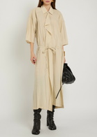 Lemaire Belted Brushed Silk-blend Midi Shirt Dress Beige
