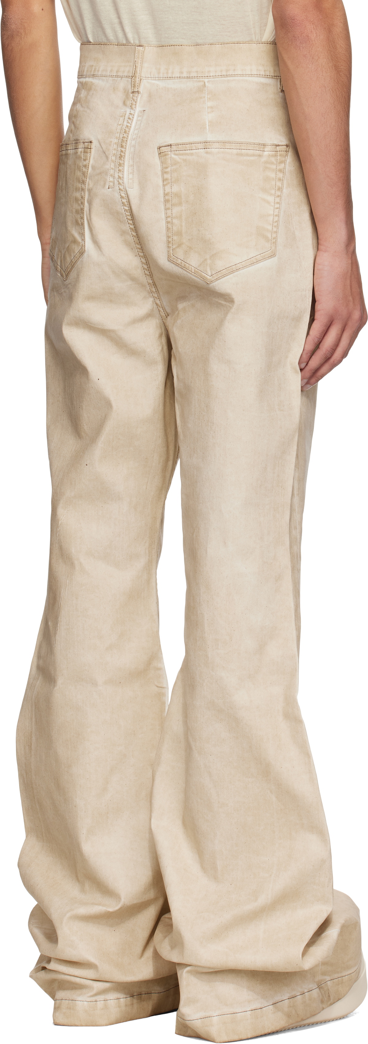 Rick Owens DRKSHDW Beige Hollywood Bolan Bootcut Jeans Rick